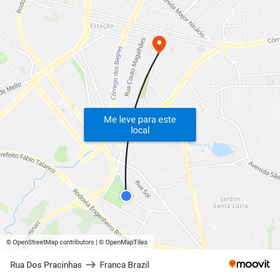 Rua Dos Pracinhas to Franca Brazil map