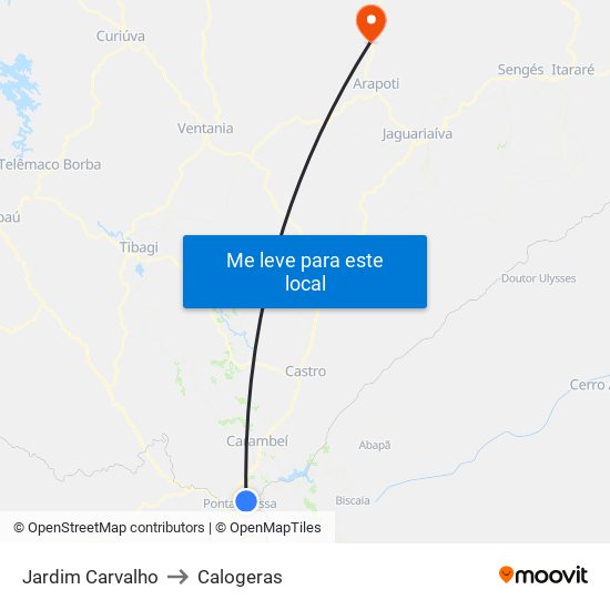 Jardim Carvalho to Calogeras map