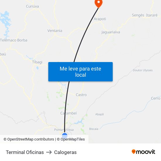 Terminal Oficinas to Calogeras map