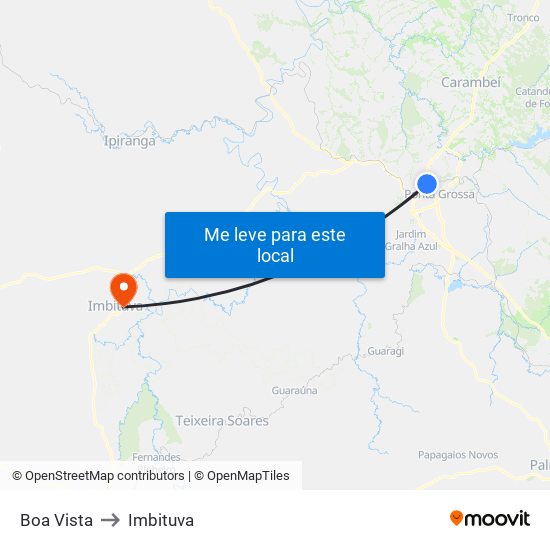 Boa Vista to Imbituva map