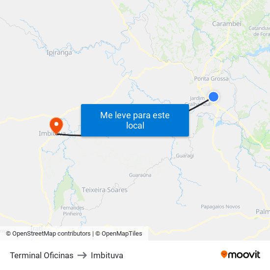 Terminal Oficinas to Imbituva map