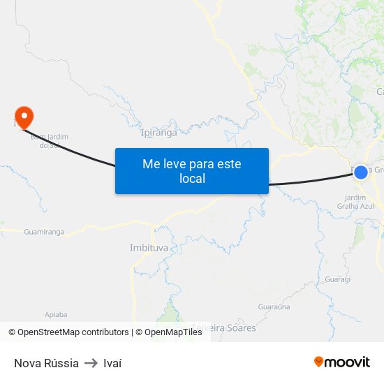 Nova Rússia to Ivaí map