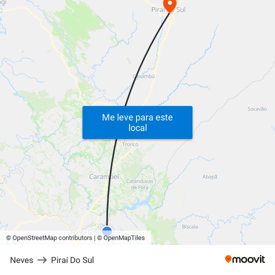 Neves to Piraí Do Sul map