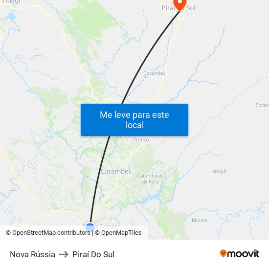 Nova Rússia to Piraí Do Sul map