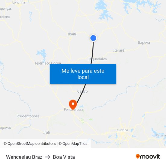 Wenceslau Braz to Boa Vista map