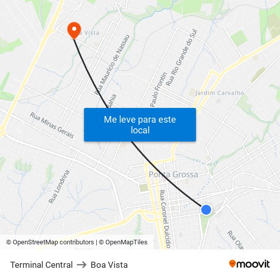 Terminal Central to Boa Vista map