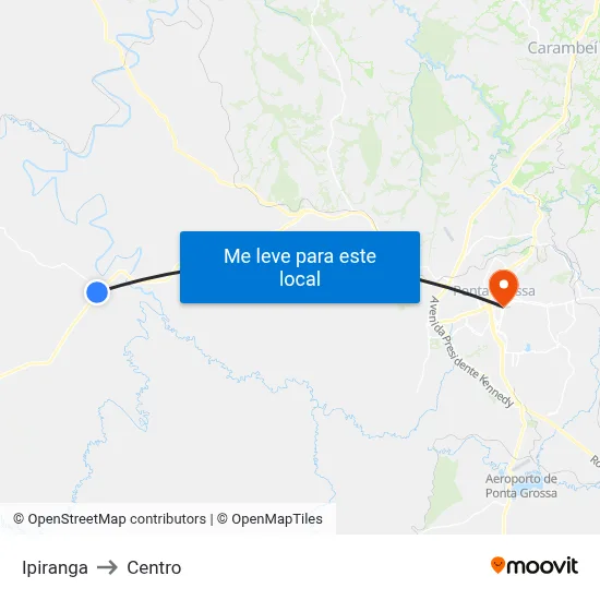 Ipiranga to Centro map