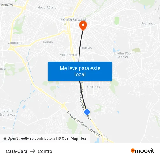 Cará-Cará to Centro map