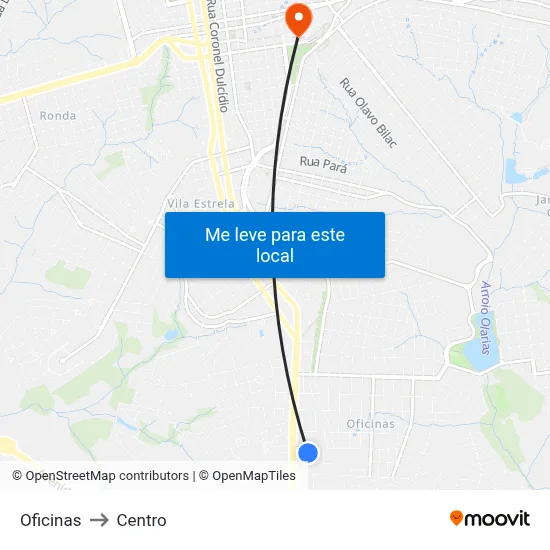 Oficinas to Centro map