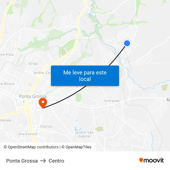 Ponta Grossa to Centro map