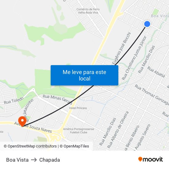 Boa Vista to Chapada map