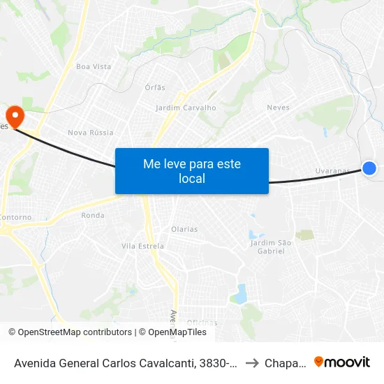 Avenida General Carlos Cavalcanti, 3830-3992 to Chapada map