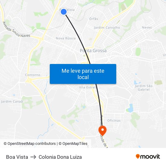Boa Vista to Colonia Dona Luiza map