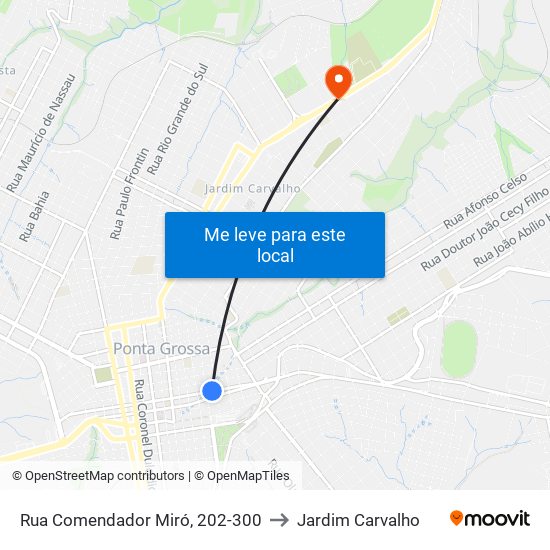 Rua Comendador Miró, 202-300 to Jardim Carvalho map