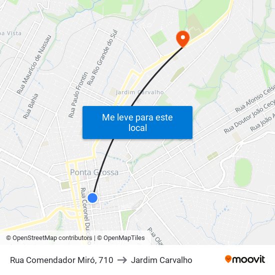 Rua Comendador Miró, 710 to Jardim Carvalho map