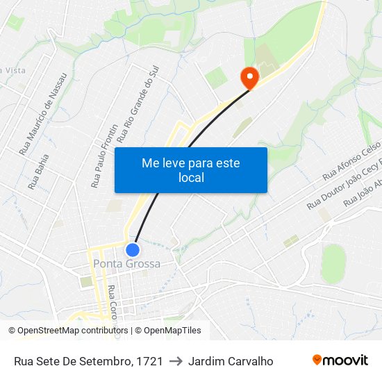 Rua Sete De Setembro, 1721 to Jardim Carvalho map