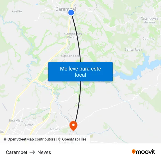 Carambeí to Neves map