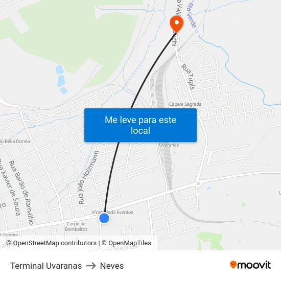 Terminal Uvaranas to Neves map