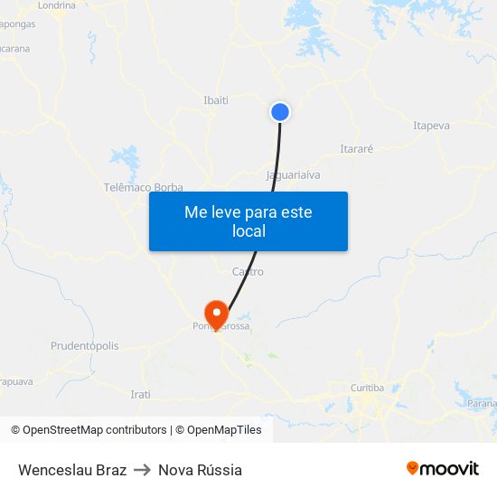 Wenceslau Braz to Nova Rússia map