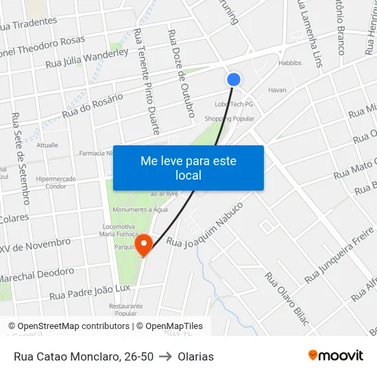 Rua Catao Monclaro, 26-50 to Olarias map