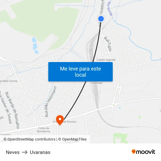 Neves to Uvaranas map