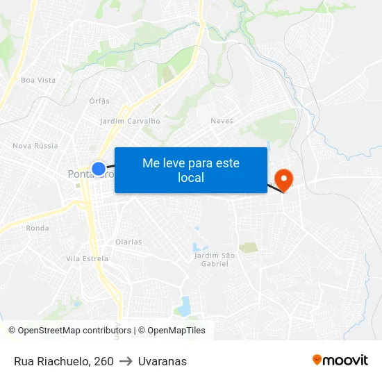 Rua Riachuelo, 260 to Uvaranas map
