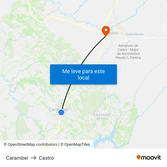 Carambeí to Castro map