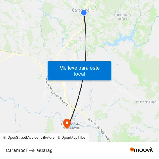 Carambeí to Guaragi map