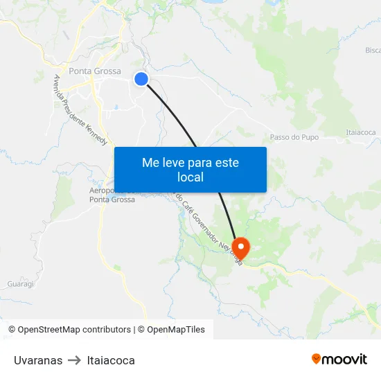 Uvaranas to Itaiacoca map