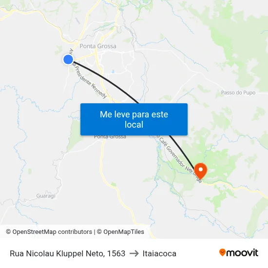 Rua Nicolau Kluppel Neto, 1563 to Itaiacoca map