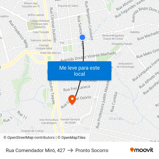 Rua Comendador Miró, 427 to Pronto Socorro map