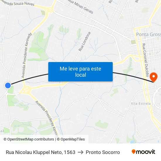 Rua Nicolau Kluppel Neto, 1563 to Pronto Socorro map