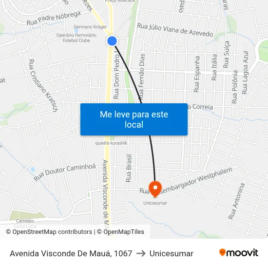 Avenida Visconde De Mauá, 1067 to Unicesumar map