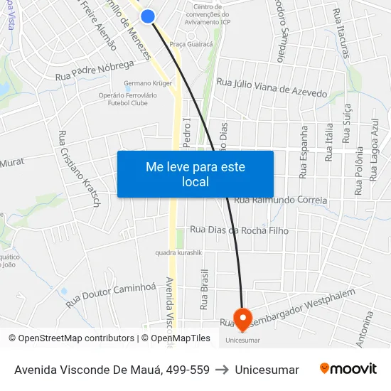 Avenida Visconde De Mauá, 499-559 to Unicesumar map
