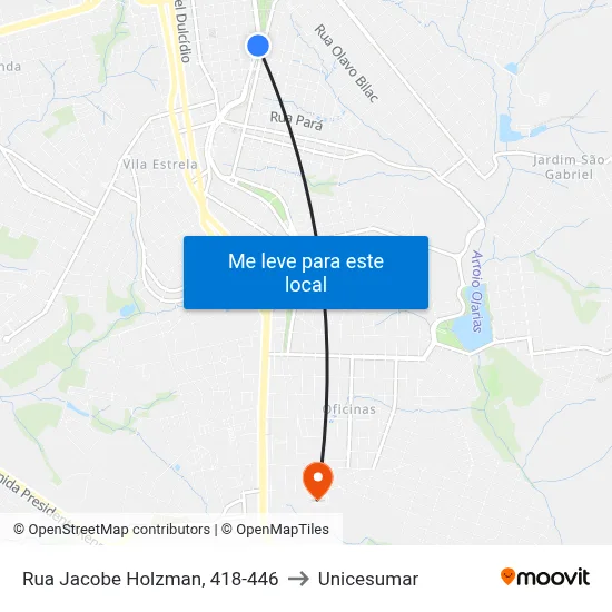 Rua Jacobe Holzman, 418-446 to Unicesumar map