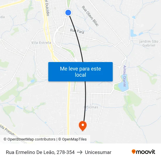 Rua Ermelino De Leão, 278-354 to Unicesumar map