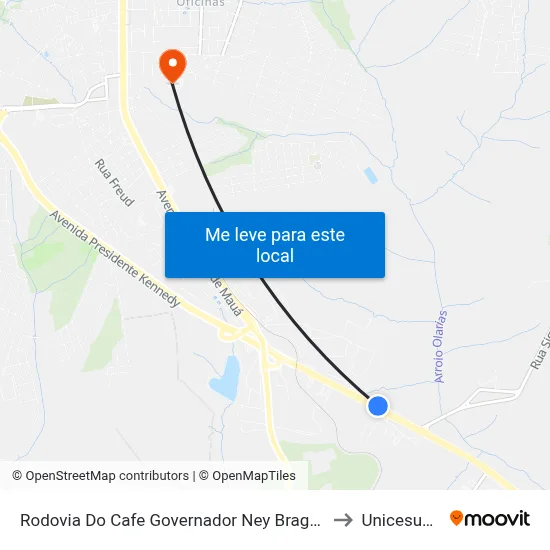 Rodovia Do Cafe Governador Ney Braga, 3587 to Unicesumar map