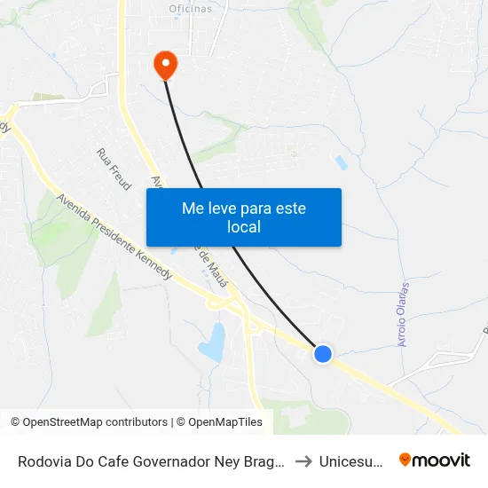 Rodovia Do Cafe Governador Ney Braga, 130 to Unicesumar map