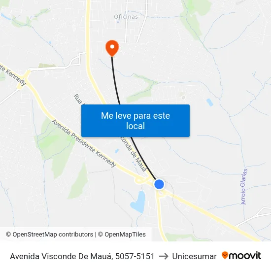 Avenida Visconde De Mauá, 5057-5151 to Unicesumar map