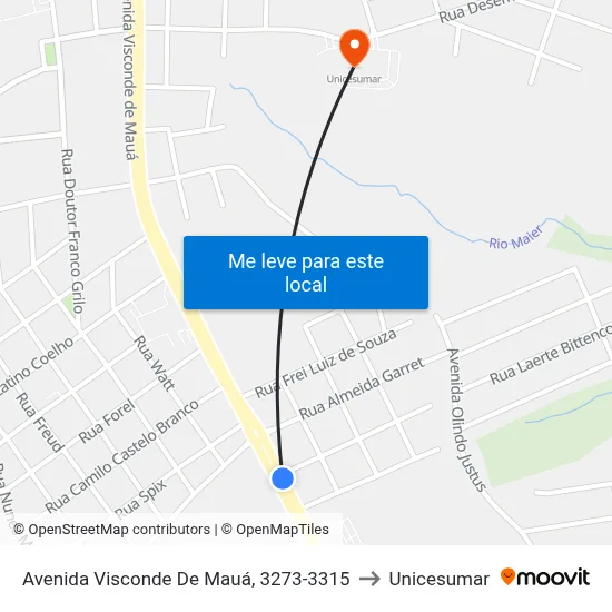 Avenida Visconde De Mauá, 3273-3315 to Unicesumar map