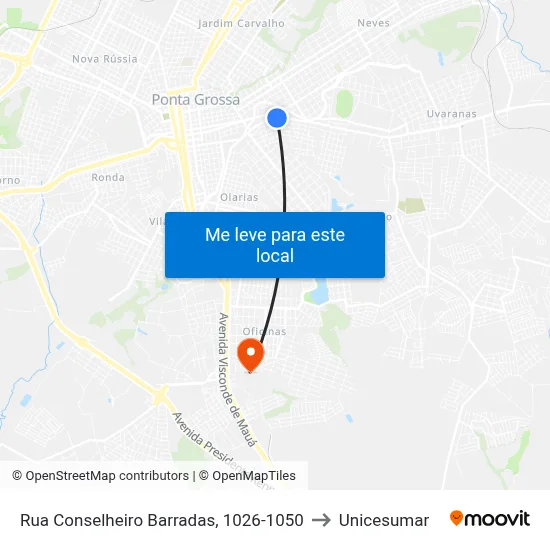 Rua Conselheiro Barradas, 1026-1050 to Unicesumar map
