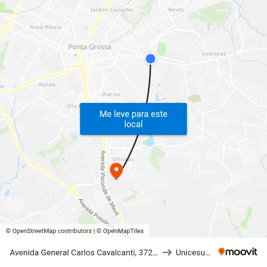 Avenida General Carlos Cavalcanti, 3729-3827 to Unicesumar map