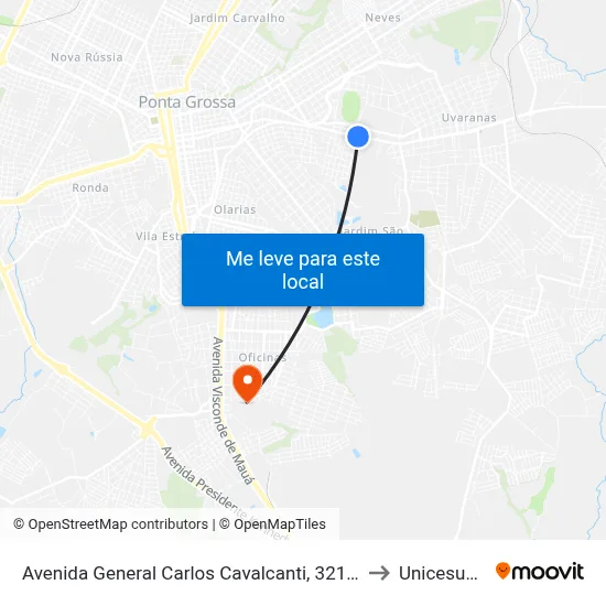 Avenida General Carlos Cavalcanti, 3213-3341 to Unicesumar map