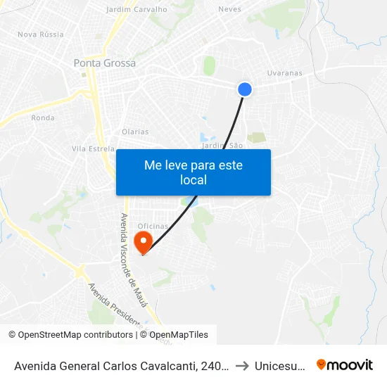 Avenida General Carlos Cavalcanti, 2405-2617 to Unicesumar map