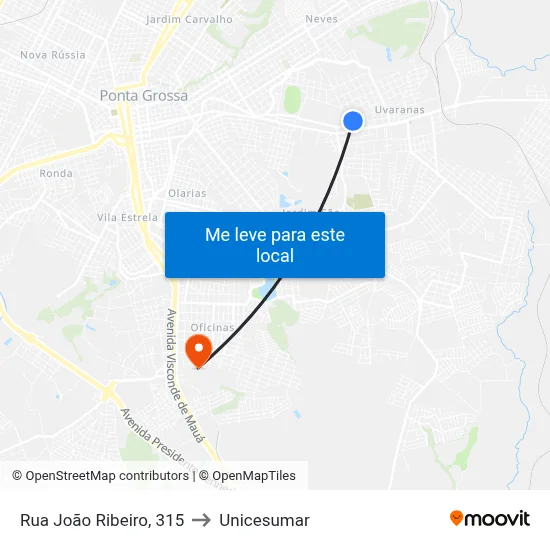 Rua João Ribeiro, 315 to Unicesumar map