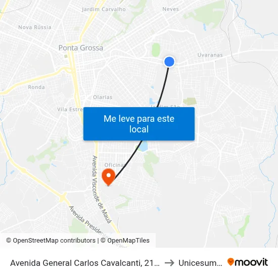 Avenida General Carlos Cavalcanti, 2179 to Unicesumar map