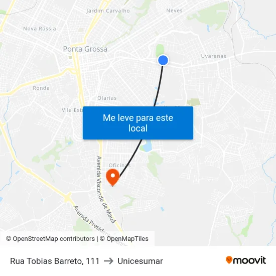 Rua Tobias Barreto, 111 to Unicesumar map