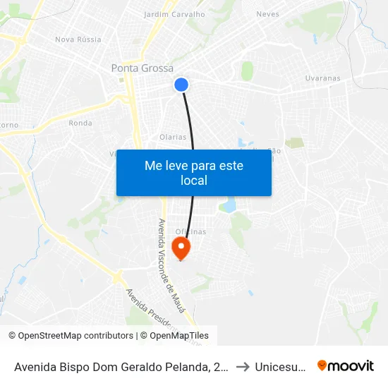 Avenida Bispo Dom Geraldo Pelanda, 268-418 to Unicesumar map