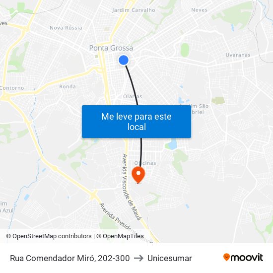 Rua Comendador Miró, 202-300 to Unicesumar map