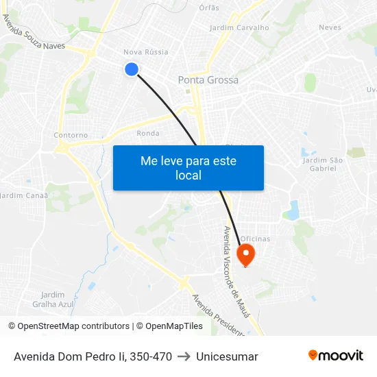 Avenida Dom Pedro Ii, 350-470 to Unicesumar map